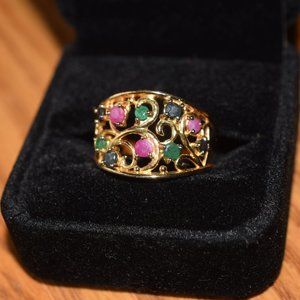 Genuine Emerald Sapphire Ruby Ross Simons 925 Gold Vermeil Gift Boxed